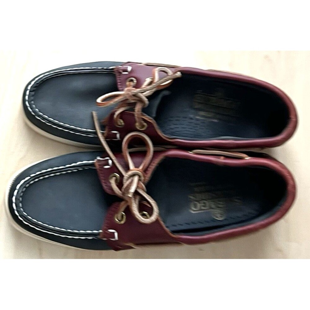 Women’s Sebago Navy Brown Docksiders S- 6 N BOAT SHOES Made in USA Leather